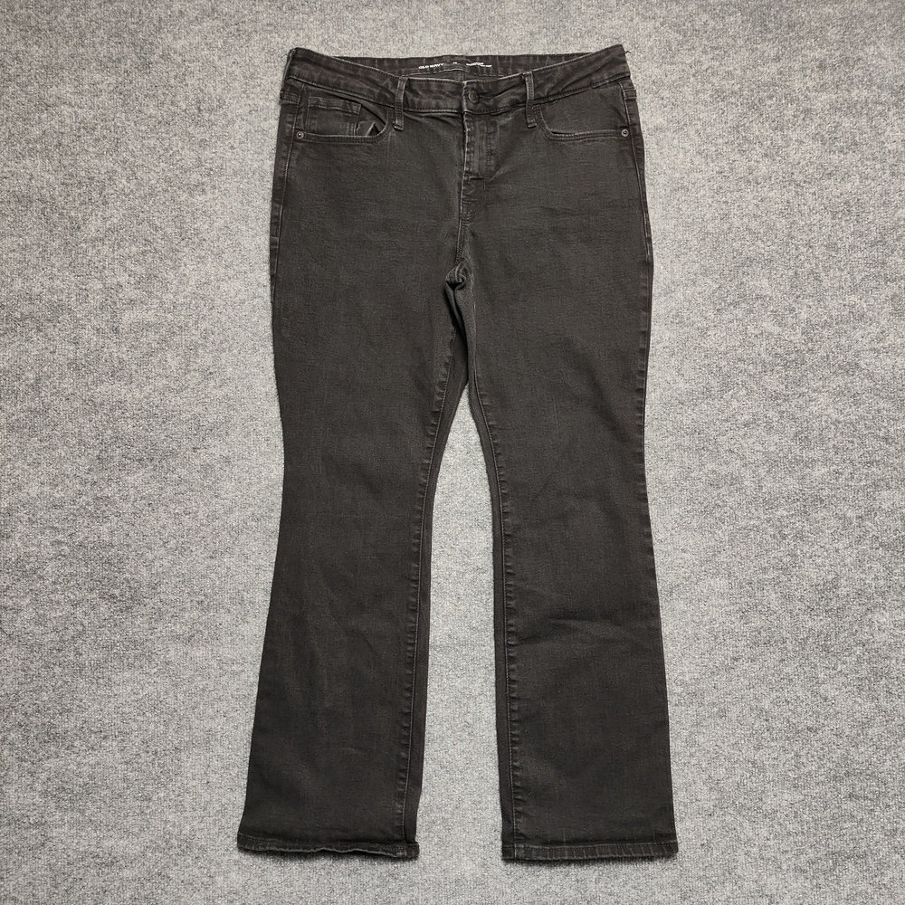 Old Navy Kicker Boot-Cut Jeans Womens 12 Short Gray Charcoal Mid Rise Denim